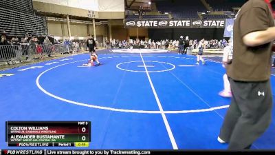 43 lbs Champ. Round 1 - Alexander Bustamante, Victory Wrestling-Central WA vs Colton Williams, Orting Jr. Cardinals Wrestling