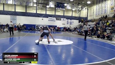 215 lbs 1st Place Match - Jacob Lehman, Palmer High School vs Jackson Weller, Colony High School