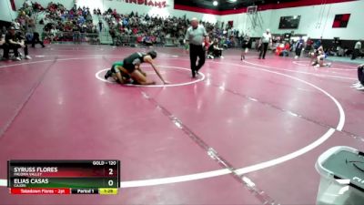 120 lbs Quarterfinal - Elias Casas, Cajon vs Syruss Flores, Paloma Valley