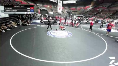 132 lbs CJ Lopez, SAWA - Sacramento Area Wrestling Association vs Logan Camack, TCWA - Tri-Counties Wrestling Association