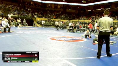 132 Class 1 lbs Champ. Round 1 - Graysen Thieman, Holden vs Ryder Techau, Brookfield