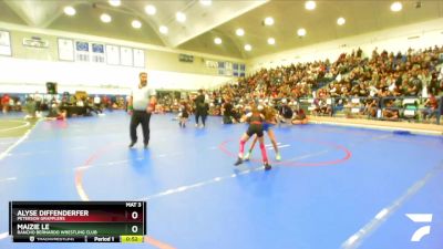 59-63 lbs Round 1 - Maizie Le, Rancho Bernardo Wrestling Club vs Alyse Diffenderfer, Peterson Grapplers