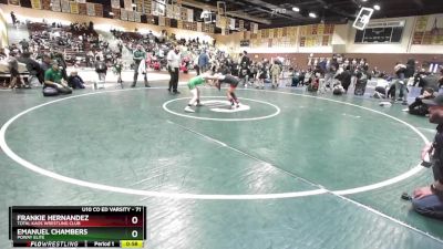 71 lbs Quarterfinal - Frankie Hernandez, Total Kaos Wrestling Club vs Emanuel Chambers, Poway Elite