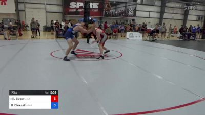 79 kg Consi Of 32 #1 - Riggin Boger, Jackrabbit Wrestling Club vs Brody Oleksak, Spartan Combat RTC/ TMWC