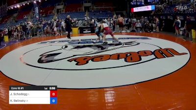 100 lbs Cons 16 #1 - Jackson Schadegg, IL vs Kaiden Belinsky, IA