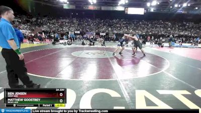 2A 220 lbs 5th Place Match - Ben Jensen, West Side vs Matthew Goostrey, Bear Lake