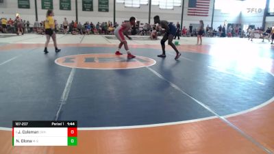 187-207 lbs Champ. Round 1 - Jerimyah Coleman, Mundelein High School vs Nathaniel Olona, Downers Grove Wrestling Club