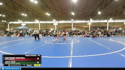 95 lbs Cons. Round 2 - Jayce Diaz, Meridian Middle School vs Cheyenne Hartzell, New Plymouth