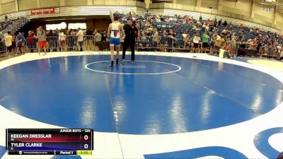 120 lbs Cons. Round 4 - Keegan Dresslar, IN vs Tyler Clarke, IL