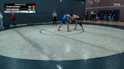 157 lbs Round 4 - Evan Serafine, Fighting Squirrels Wrestling Club vs Xyler Coleman, Fighting Squirrels Wrestling Club