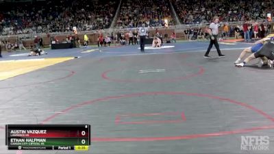 D4-175 lbs Cons. Round 1 - Austin Vazquez, Lawrence HS vs Ethan Halfman, Carson City-Crystal HS