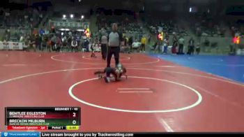 40 lbs Semifinal - Bentlee Egleston, Claremore Wrestling Club vs Breckon Milburn, Duncan Demon Wrestling Club