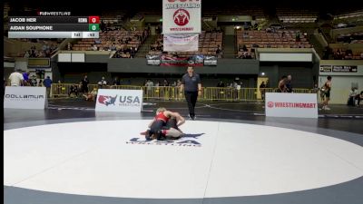 Schoolboys - 100 lbs Cons. Round 4 - Jacob Her, Red Star Wrestling Academy vs Aidan Souphone