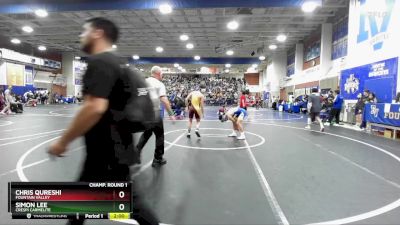 113 lbs Champ. Round 1 - Simon Lee, Crespi Carmelite vs Chris Qureshi, Fountain Valley