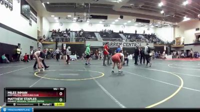 152 lbs Champ. Round 1 - Miles Inman, East Central Wrestling Club vs Matthew Staples, Midwest Regional Training Center