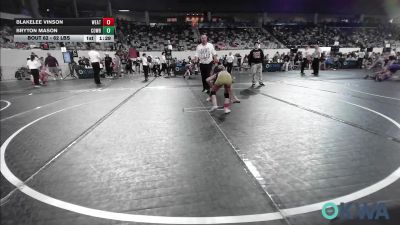 62 lbs 3rd Place - Blakelee Vinson, Weatherford Youth Wrestling vs Bryton Mason, Cowboy Wrestling Club