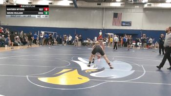 141 lbs Quarterfinal - Hayden Myers, Wesleyan (CT) vs Kevin Ruland, Coast Guard