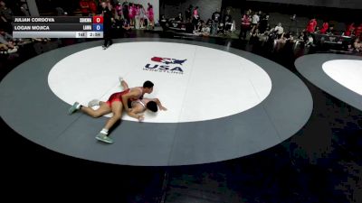 157 lbs Julian Cordova, SDIKWA - San Diego-Imperial Kids Wrestling Association vs Logan Mojica, LAWA - Los Angles Wrestling Association