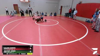 100 lbs Round 2 (3 Team) - Lillian Zapata, Spartan Mat Club vs Destiny Jones, Hired Guns Red