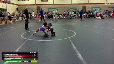 56 lbs Round 1 - Grayson Hintz, Williamsburg Wrestling Club vs Leonardo Marenco, Warhawks