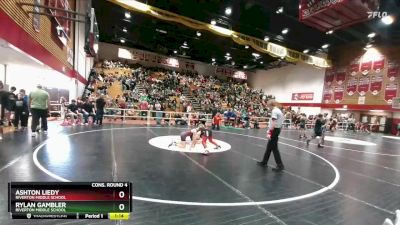 105 lbs Cons. Round 4 - Ashton Liedy, Riverton Middle School vs Rylan Gambler, Riverton Middle School