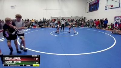 88-90 lbs Round 2 - Keenan McNare, Centennial Middle School vs Hunter Henman, CY Middle School