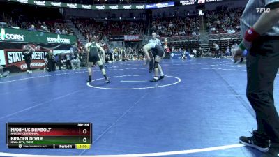 3A-144 lbs Champ. Round 2 - Maximus Dhabolt, Ankeny Centennial vs Braden Doyle, Iowa City, West