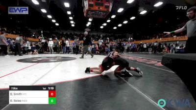 73 lbs Semifinal - Bode Smith, Hinton Takedown Club vs Brady Boles, Mustang Bronco Wrestling Club