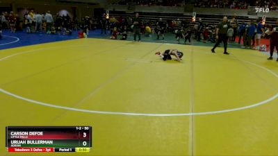 50 lbs Quarterfinal - Carson Defoe, Little Falls vs Urijah Bullerman, Adrian