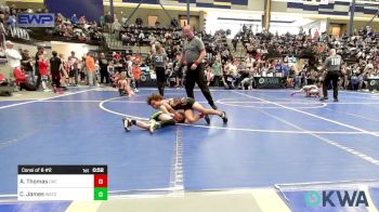 55 lbs Consi Of 8 #2 - Ayden Thomas, OKC Saints Wrestling vs Case James, Watonga Blaine County Grapplers