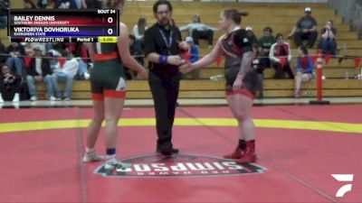 180 lbs Semifinal - Bailey Dennis, Southern Oregon University vs Viktoriya Dovhoruka, Evergreen State