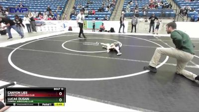 46 lbs Quarterfinal - Canyon Lies, Bluestem Wrestling Club vs Lucas Dugan, Carroll Wrestling Club