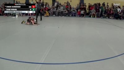 65 lbs Champ. Round 2 - Owen Sorensen, Owatonna Wrestling Association vs Zane Wiegel, DC Elite