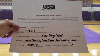 Mesa High School [Junior Varsity Show Cheer Non Tumbling Novice] 2021 USA Virtual Spirit Regional #3
