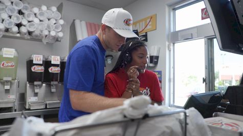 Tara Davis-Woodhall And Hunter Woodhall Take Over Raising Canes