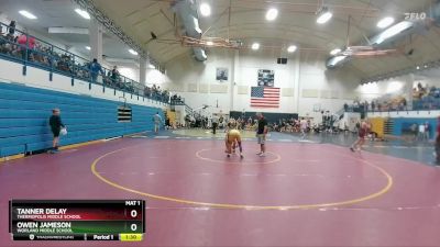 138-145 lbs Round 3 - Tanner Delay, Thermopolis Middle School vs Owen Jameson, Worland Middle School