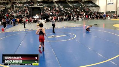 85 lbs Cons. Round 2 - Desmond Barker, Broken Bow Wrestling Cub vs Gunnar Tullberg, West Point Wrestling Club