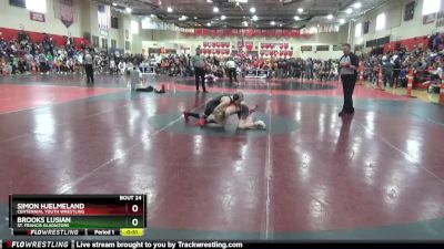 90 lbs Champ. Round 1 - Brooks Lusian, St. Francis Gladiators vs Simon Hjelmeland, Centennial Youth Wrestling