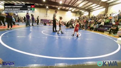 37-40 lbs Rr Rnd 2 - Beckett Cartwright, Kiefer Youth Wrestling Club vs Greyson Summitt, Wolfpak Wrestling