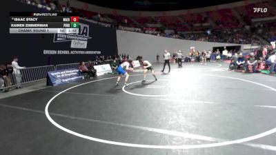 4A Boys 157 lbs Champ. Round 1 - Isaac Stacy, Mazama Boys vs Kainen Zimmerman, Pendleton Boys