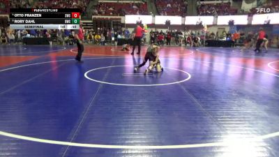 74 lbs Semifinal - Rory Dahl, Baker Wrestling Club vs Otto Franzen, Sidney Wrestling Club