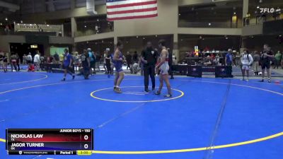 150 lbs Cons. Round 2 - Nicholas Law, TX vs Jagor Turner, OK