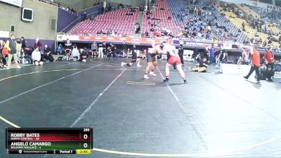 285 lbs Quarters & 1st Wb (16 Team) - Angelo Camargo, Baldwin Wallace vs Robby Bates, North Central