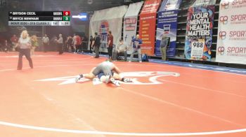 215 Class 2 lbs Quarterfinal - Bryson Cecil, Harrisonville vs Bryce Newham, Boonville
