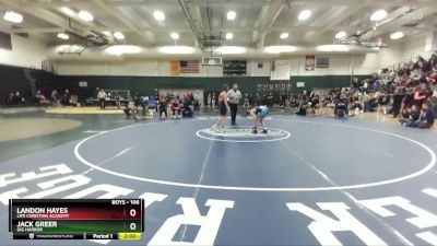 106 lbs Quarterfinal - Landon Hayes, Life Christian Academy vs Jack Greer, Gig Harbor