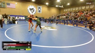 140 lbs Cons. Round 4 - Aryanah Singh, Highland vs Nikole Navarro, Nipomo