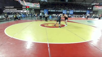 Boys 2A 215 lbs Quarterfinal - Jaxon Satiacum, Orting vs Logan Riley, West Valley (Spokane)
