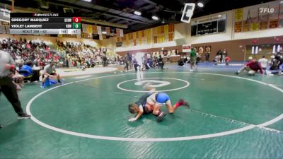 63 lbs Cons. Semi - Gregory Marquez, So Cal Hammers Wrestling vs Violet Lambert, Rancho Bernardo WC