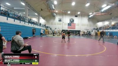 112-120 lbs Round 1 - Cecelio Torrez, Worland Middle School vs Beckett Vosika, Riverton Middle School