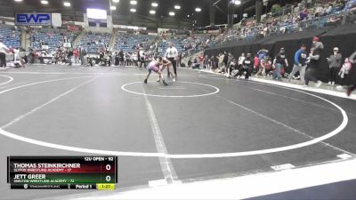 92 lbs Semifinal - Thomas Steinkirchner, SlyFox Wrestling Academy vs Jett Greer, Shelton Wrestling Academy